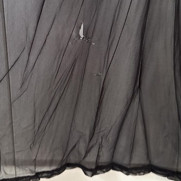 Black sheer mesh kimono robe cover up with embroidered Flowers fairy goth hippie - Picture 5 of 6